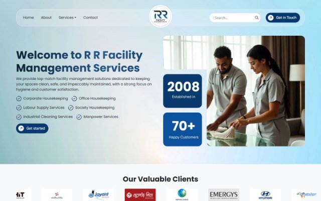 Home page of the RR Facility Services website